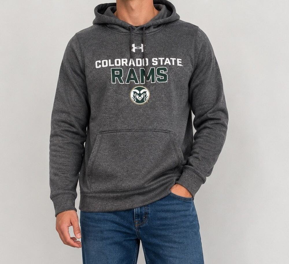 Under Armour Colorado State Rams Hooded Sweatshirt Size Small Gray CSU Hoodie